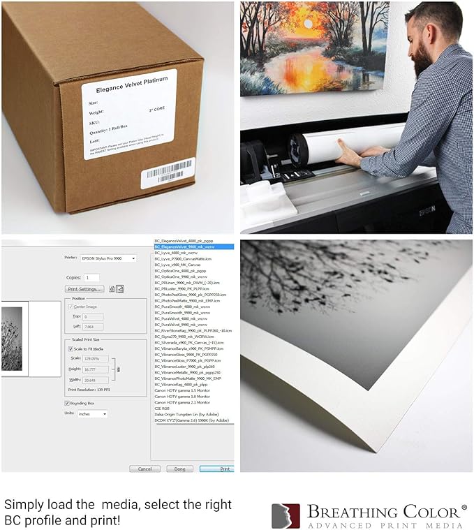 Elegance Velvet 17 in x 22 in, 25 Sheets is a Premium Matte 310 gsm, Cold Pressed Bright White Museum Grade Fine Art Inkjet Paper, Compatible with Most Dye-Based and Pigment Printers