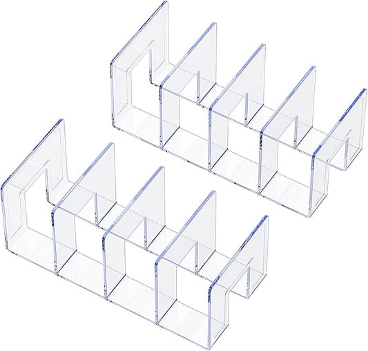 LUGUNU Clear Acrylic Purse Organizer - 4-Section Divider for Handbag Closet Storage - Durable Rack for Purses, Clutches More (Set of 2)