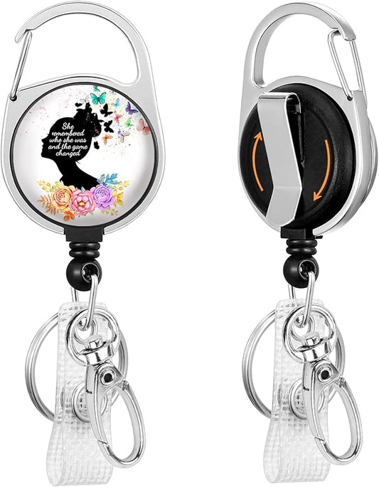 Gctriki Inspirational Quote Badge Reel Retractable with Carabiner Clip, Cute Flower Butterfly Id Badge Holder, Nurse Retractable Keychain Name Badge Clip - Graduation Nurse Teacher Office Gifts