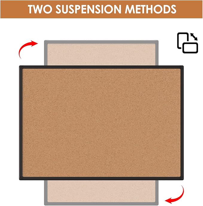 Board2by 2-Pack Cork Board Bulletin Board 48 x 36, Black Aluminium Framed 4x3 Corkboard, Office Board for Wall Cork, Large Wall Mounted Notice Pin Board with 18 Push Pins for School, Home & Office