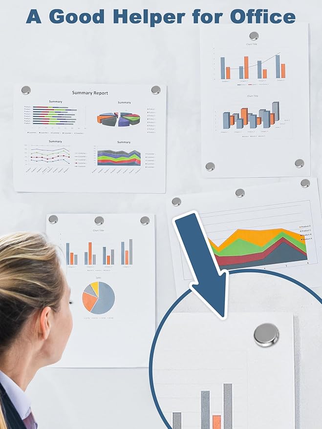 SMARTAKE 50 Pcs Rare Earth Magnets, Multi-Use Premium Neodymium Fridge Magnets, for Refrigerator, Office, Whiteboard, Crafts, DIY Hobbies, Kitchen, Science, Billboard, 10x2.3mm (Silver)