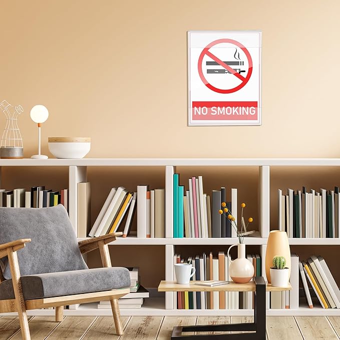 Kigley 50 Packs 8.5 x 11 Wall Mount Acrylic Sign Holder Clear Acrylic Sign Holder with Tape Wall Mount Plastic Paper Display Frame Document Menu Holder for Office Home Store Restaurant No Drilling