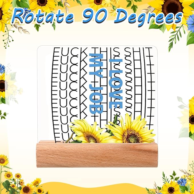 Weysat Funny Office Desk Sign Gift Hidden Message Desk Decor Humor Acrylic Sign with Wooden Stand White Elephant Gift for Coworkers Office Table Signs Decor 4 x 4 Inches