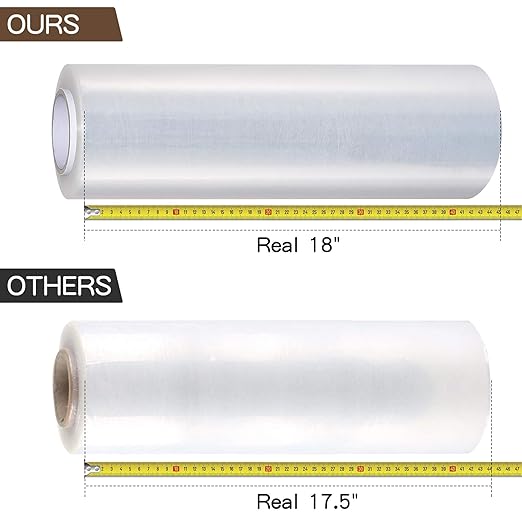 18" x 1500ft x 80 Gauge Thick (20 Micron) Clear Cast Pallet Stretch Wrap Film [Pack of 4 Rolls, 1500' Per Roll, Total 6000']