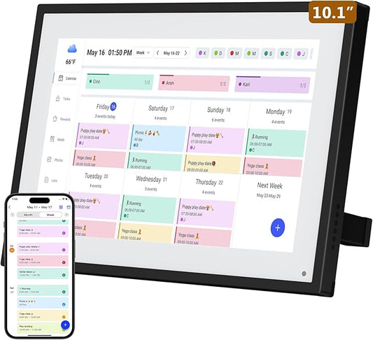 Smart Digital Calendar, 10.1" HD Smart Touch Screen Home Interactive Electron Calender WiFi Planner,Meal Schedule, Duty Chart,Achievement Rewards- Built-in Digital Photo Frame Function