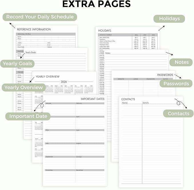 SKYDUE 2026 Appointment Book, 8.5" x 11", Hourly Planner with 15 & 30-Minute Increments, Weekly & Monthly Planner for January - December 2026, Perfect for Daily Planning, Green