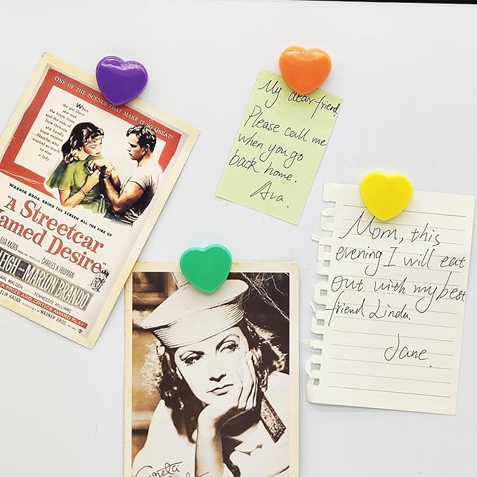 Fridge Magnets Refrigerator Magnets, 30 Pcs Magnet Small Magnets Strong Magnets Heavy Duty Magnets for Whiteboard, Colorful Mini Cute Magnets for Fridge Locker Kitchen Office (10 Colors, Heart)