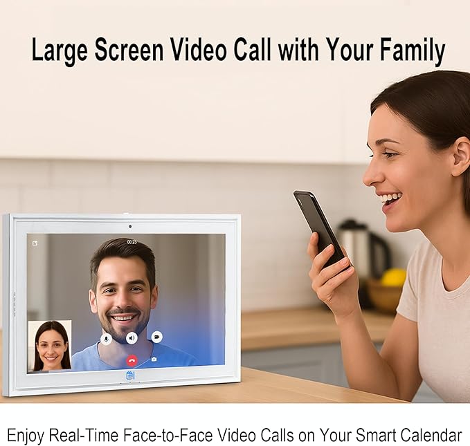 Digital Calendar 15.6 Inch Smart Family Planner & Chore Chart, 1920×1080P Full HD Touchscreen Interactive Display, WiFi Sync, Wall & Desk Mountable, Meal Planner & Home Organizer for Family Schedules & Routines, 2025 Calendar