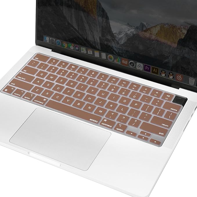 MOSISO Keyboard Cover Skin Compatible with MacBook Air 15 inch M3 A3114 M2 A2941/Air 13.6 A3113 A2681/Pro 14/16 M4 M3 M2 M1, Caramel Brown