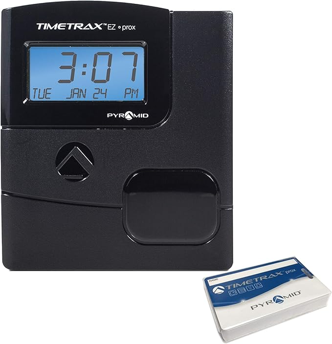 Pyramid Time Systems -TimeTrax Automated Proximity Time and Attendance with Pyramid TTEZ Time Clock System with Software Download [PPDLAUBKN], RFID - No Touch Employee Punch in - Black