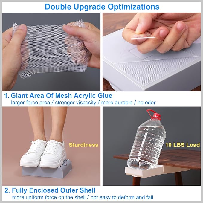 4 Pack Under Desk Drawer Self-Adhesive Desktop Storage Organizer, Hidden Attachable Slide Out Desk Drawer, Under Table Tray for Pencil Pen Stationery Office Organization, Gray