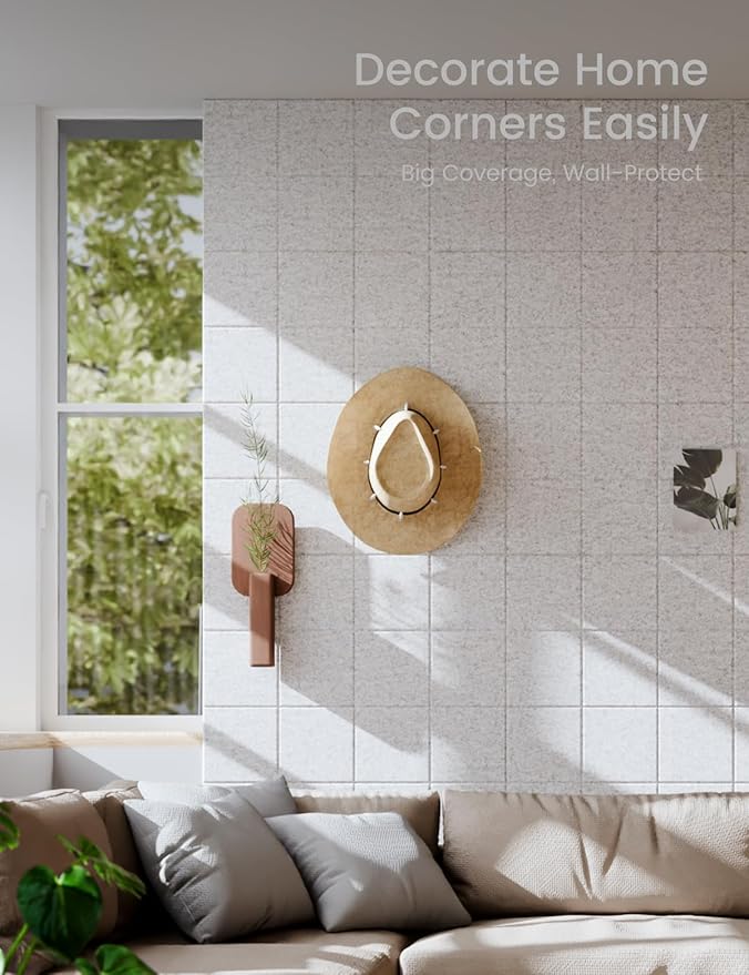 Large Felt Bulletin Board 48" x 36" Cork Board Alternative-12 Pack with 70 Safe Removable Adhesive Tabs, Cork Boards for Walls Cork Board for Home Office Classroom Pin Board-Marble Gray