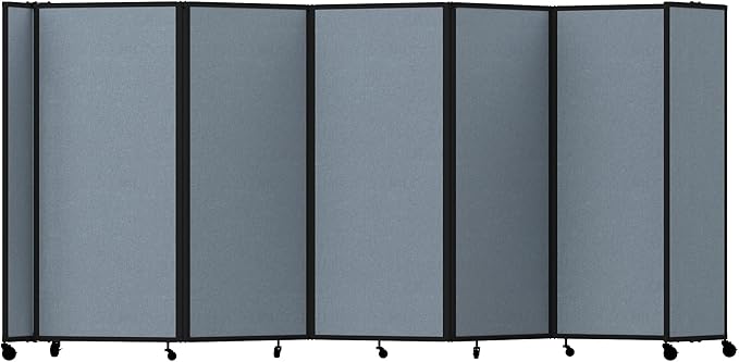 Versare Room Divider 360 Portable Wall Partition | Folding Panels | Large Freestanding Divider | Locking Wheels | Temporary Room Separator