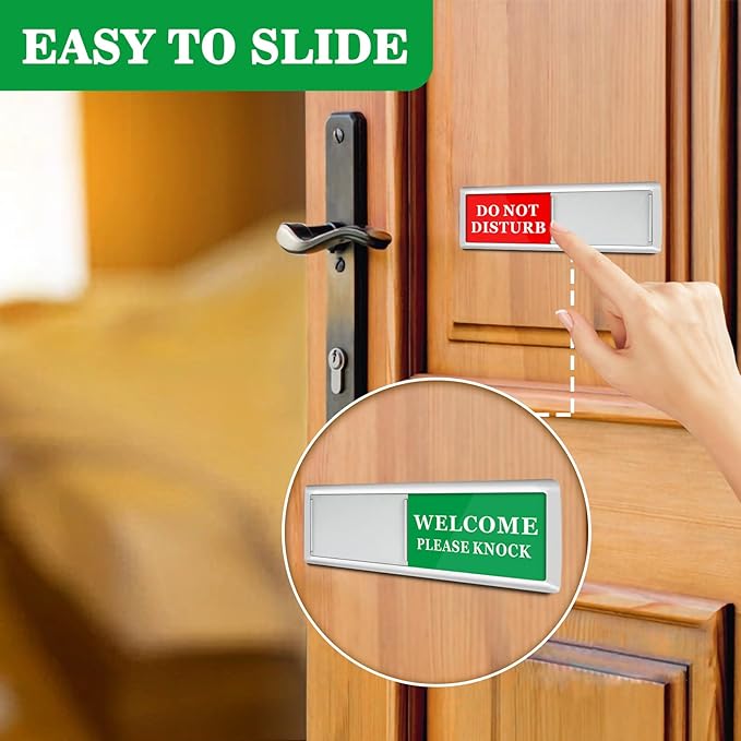 Sukh Green & Red Do Not Disturb Door Hanger - Meeting in Progress Sign, Ideal for Therapy, Sleeping, Spa Treatment - 6.88 x 1.96 inches, 1 Pack