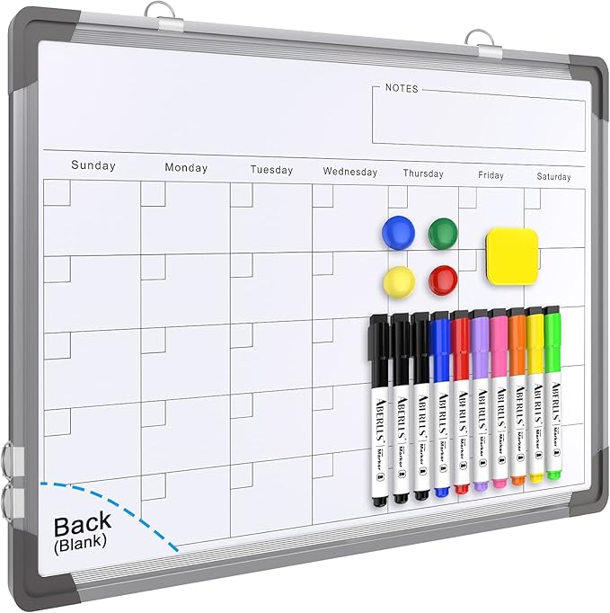 Small Monthly Calendar Dry Erase Whiteboard for Wall, 16" x 12" Magnetic Dry Erase Board, Hanging Double-Sided White Board, Portable Board for Drawing, Kitchen, Planning, Memo, Home, Office