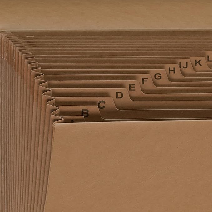 Smead Expanding File with Flap and Cord Closure, 21 Pockets, Alphabetic (A-Z), Letter Size, Kraft (70121)