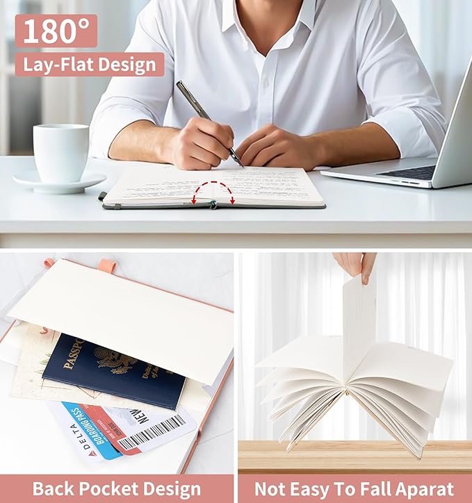 Lined Journal Notebook For Women, 200 Pages A5 Hardcover Leather Journals For Writing College Ruled Notebook For Work School Note Taking Business Diary Notepad 5.7‘' X 8.3''-Pink