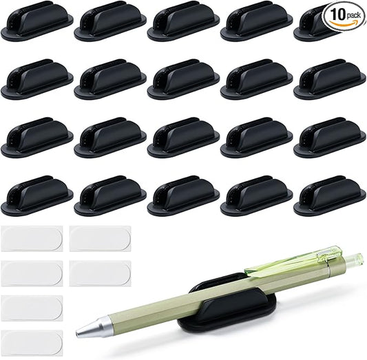 10 Pack Adhesive Pencil Holders for Desk,Silicone Flexible Pen Holder for Wall, Office, School,Home,Classroom Must Haves,Teacher Essentials Accessories,Desk Organizer,Art Supply,Small Gift ﻿