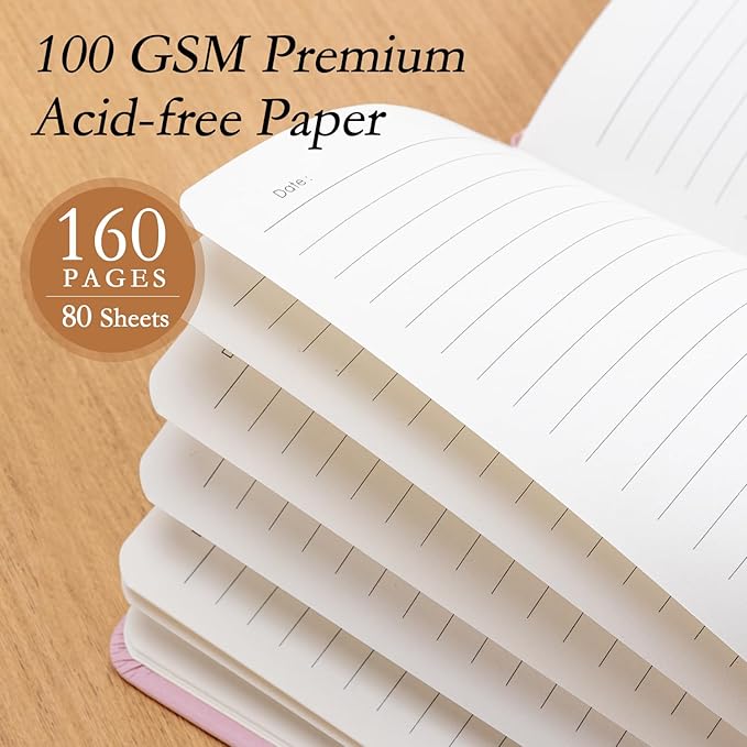 deli A5 Lined Journal Notebook, 160 Pages Hardcover Writing Notebook, 5.5"x8.2" College Ruled Notebook for Office, School, Work Notes (Pink)