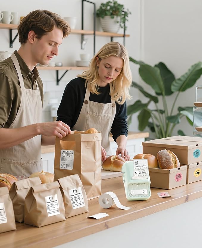 NIIMBOT B21 Label Printer,Bluetooth Thermal Label Maker,Ideal for Home Organization,Business,Ofice,50x30mm Labels,230Pcs(Mint Green)