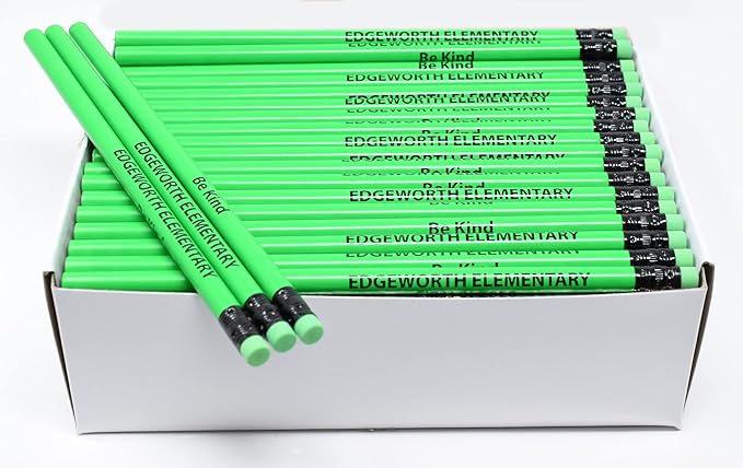Pencil Guy Promotional Personalized Imprinted Neon Round Pencils- 500 per box