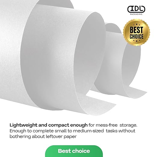 White Kraft Paper Roll 48" x 8640" (720 feet) for Packing, Moving, Shipping, Crafts - USA-Made Heavy Duty Craft Paper 50lb Thickness - 100% Recyclable Natural Kraft Wrapping Paper by IDL Packaging