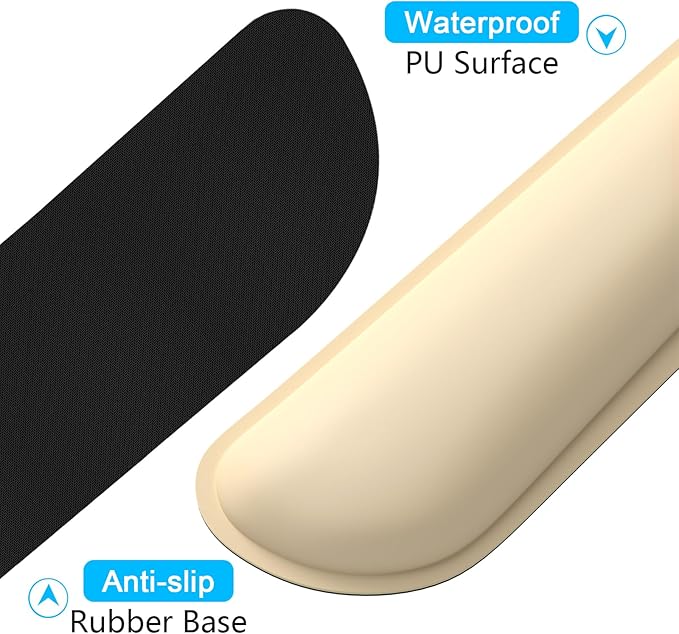 Dapesuom Keyboard Wrist Rest Set, Cute PU Leather Wrist Cushion for Computer Keyboard and Mousepad, Memory Foam Mouse Pad Rests Support with Non-Slip Base for Typing Pain Relief Laptop, Colonial White