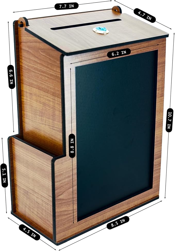 Shumei Lockable Box for Voting Suggestions Opinions and Tips - Wooden, Ideal for Offices Community Centers Bars and Banquet Halls
