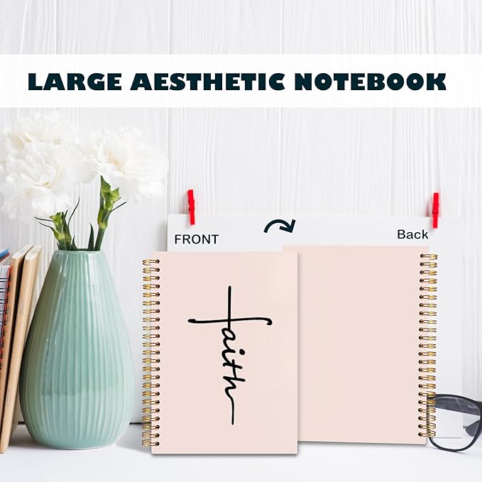 BearCake Faith Journal, Christian Notebook, Christian Gifts for Women, Bible Notebooks for Note Taking, Bible Journaling Notebook, Prayer Journal, Hardcover Spiral Notebook 5.5x8.3