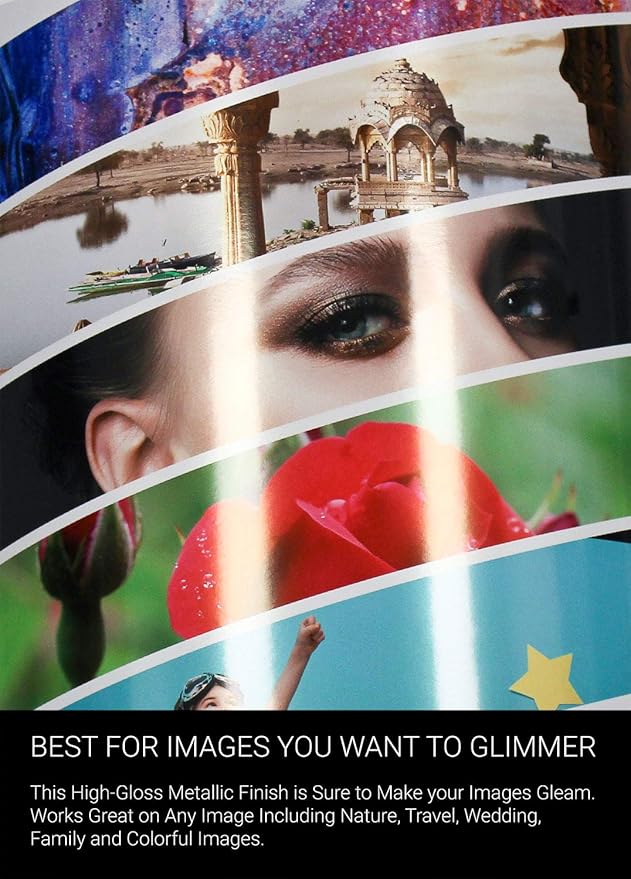 Vibrance Metallic Photo Printer Paper 10 mil 255 gsm Premium Photo Paper Roll 3in Core 24 inches x 100 feet Works with Most Inkjet Printers Including Professional Makes and Models Like Epson Canon HP