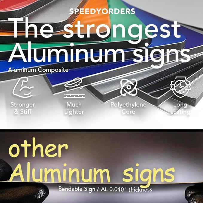 Custom Outdoor Metal Signs - Personalized Aluminum Business Signs, Waterproof, White (Yellow Background, 12x8 In)