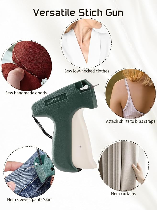 HOUSEDAY Mini Stitch Gun for Clothes, Temporary Stitchy Quick Clothing Fixer with 3 Mini Needles, 3120 Micro Fasteners, Portable Emergency Clothing Stitch Gun Micro, Handheld Stitch Tagging Gun Kit