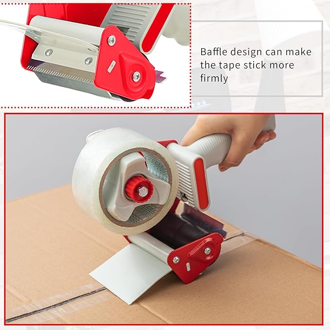 WILLBOND 3 Pack 3 Inches Wide Tape Gun Lightweight Packing Tape Dispenser Gun Heavy Duty Dispenser for Office Home Shipping Moving Shipping Carton and Box Packaging Seal Packing, Red