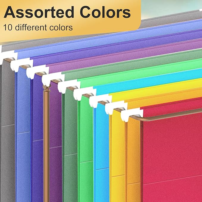 Hanging File Folders, 70 Pack Letter Size Hanging File folders with 1/5-cut Tabs, Stay Organized for Your Home and Office Bulk File, Documents and Paper, 10 Colors
