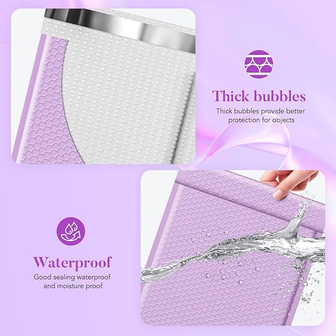 Fuxury Large Bubble Mailers 10.5x16" 40 Pack Self Seal Padded Envelopes Waterproof Mailing Envelopes Bubble Padded Mailers for Packaging, Small Business #5 Lavender