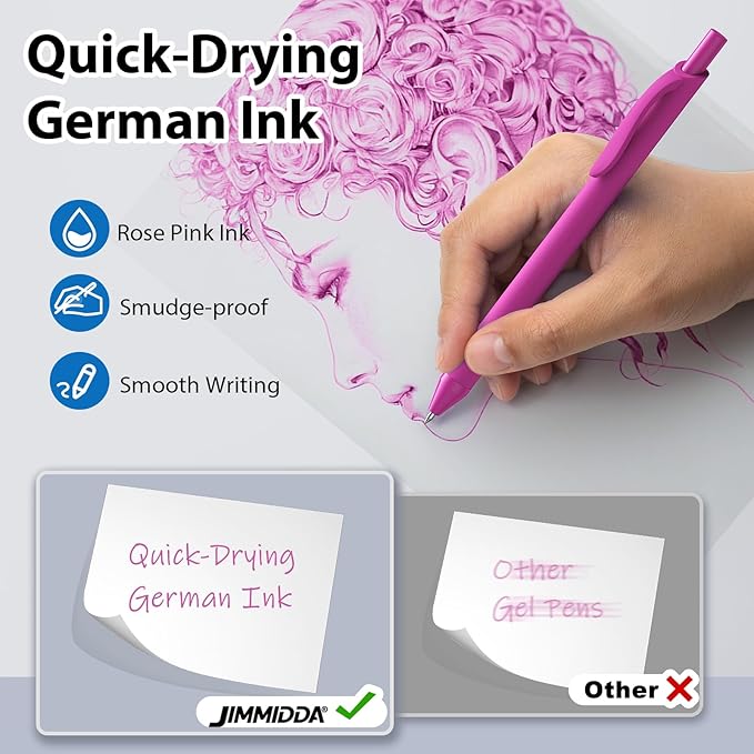 52 Pcs Pens Bulk - 1.0MM Ballpoint Pens Pink Ink | Medium Point Smooth Writing, No Bleed Retractable Ball Point Pen for Office School (Pink - 52Pcs)