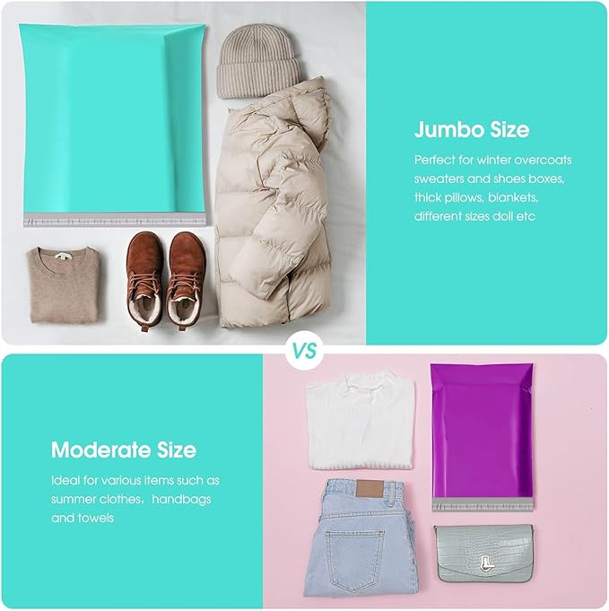 Metronic Poly Mailers 24×24 50 Pcs Large Shipping Bags for Clothes Plastic Mailers Strong Self Seal Adhesive Shipping Envelopes for Small Business Tear-resistant Mailer Bags Mailing Envelopes in Teal