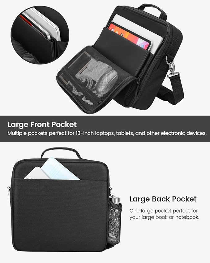 Zipper Binder, 3 Inch D-Ring 3 Ring with Water Bottle Holder,700 Sheet Capacity-Multiple Pockets,Binder with Strap for School/Office, Fit for 13" Tablet/Laptop,Patent Design-Black
