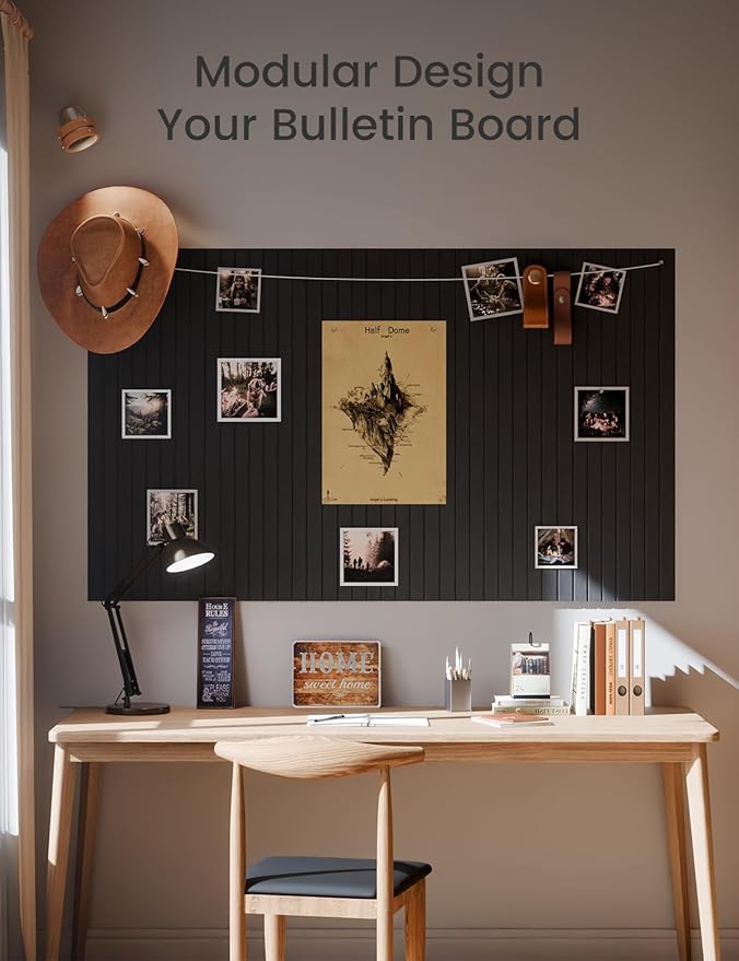 Large Felt Bulletin Board 36" x 24" Cork Board Alternative-6 Pack with 40 Safe Removable Adhesive Tabs, Cork Boards for Walls Cork Board for Home Office Classroom Pin Board (Black)