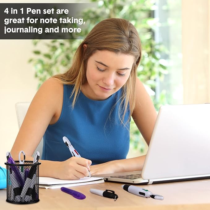 Sherr 25 Sets Retractable Nurse Pens with Mini Highlighter Permanent Marker Keychain Clip Badge Reel Pen Accessories for Nursing Students Medical Staff Office Stocking Stuffer Gift(Black Purple)