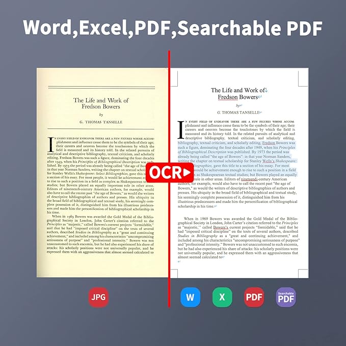 CZUR Portable 12MP Document Scanner, USB Document Camera, Fast Scan 1s/Page, Capture Size A4, OCR Function, Travel-Friendly Mobile Scanner for Mac & Windows, Lens1200 Pro (Not for Books)