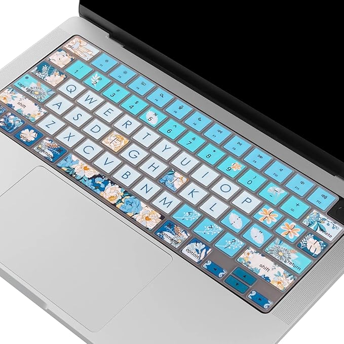 Keyboard Cover Skin for 2021-2024 MacBook Pro 14/16 (A2442 A2485 A3112 A3401 A3403 A2992 A2779 A2780 A2991 A2918 M1/M2/M3 M4) & MacBook Air 13.6''/15'' (A2681 A3113 A2941 A3114), Peony