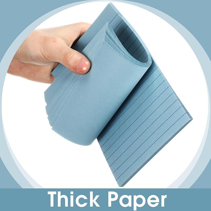 12 Pads Blue Boho Sticky Notes 4x6 with Line, Lined Self Stick Notes Pads Boho Office Supplies, Vintage Aesthetic School Accessories 50 Sheets/pad