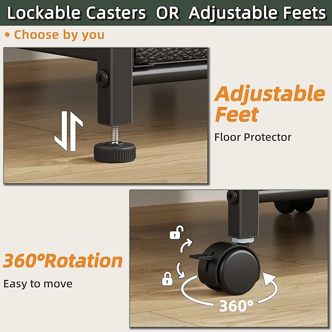 Lateral File Cabinet 4 Fabric Drawer, Mobile Filing Cabinet for Large Printer, Home Office Functional Small Office Storage Cabinet & Printer Stand, Fits Letter Size, Black