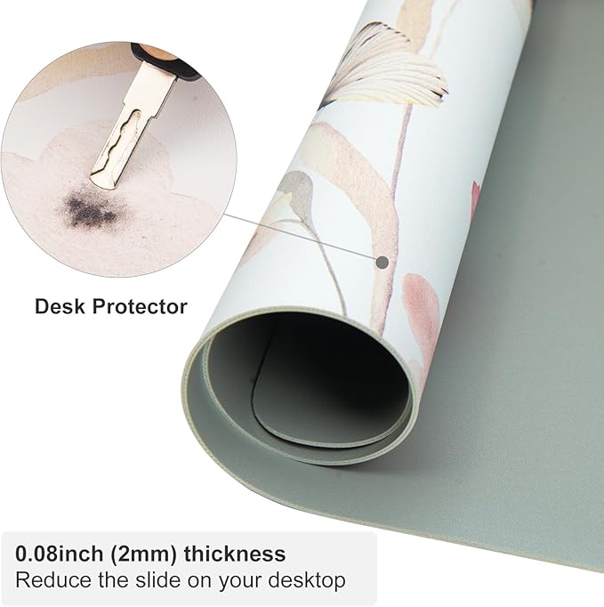 Colorful Star Large Mouse Pad, Watercolor Floral Desk Mat Office Supplies, Waterproof PU Leather Gaming Mousepad for Women Girls, Butterflies Desk Pad Home Office Décor Accessories 31.5" x 11.8"