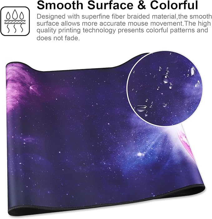 XXL Professional Large Mouse Pad & Computer Game Mouse Mat (35.4x15.7x0.1IN, Sky Planet)
