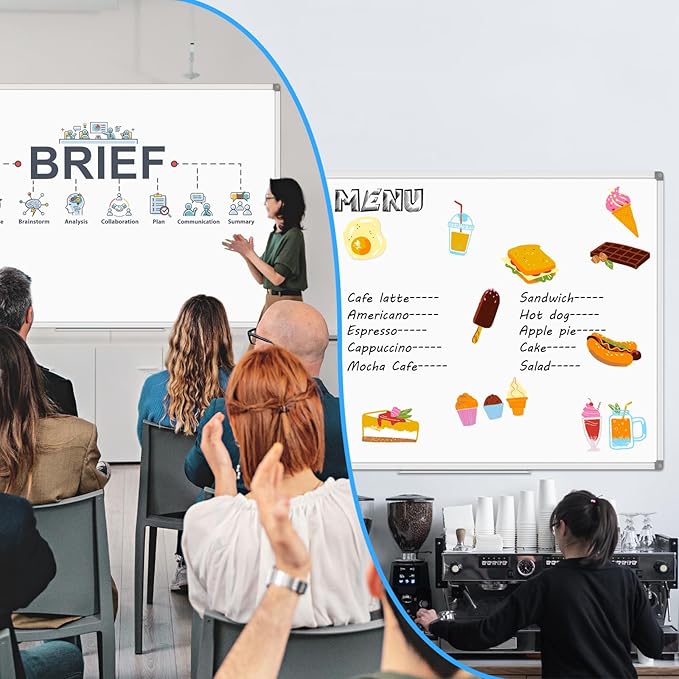 Lockways Large 60" x 40" Magnetic Dry Erase White Board - Wall Mounted Whiteboard with Pen Tray, Aluminum Message Presentation Memo Board for Office & School