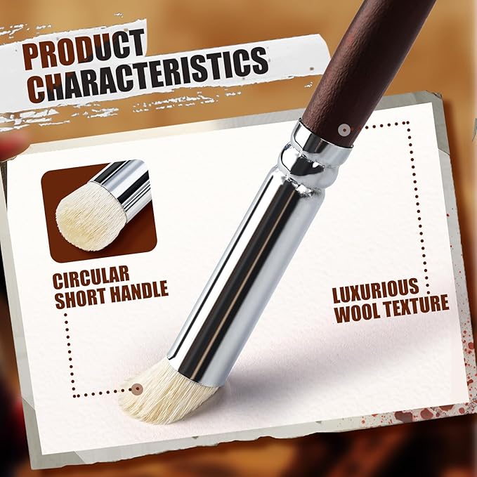 Detail Paint Brushes Dry Brushes, Golden Maple 10PC Flat Miniature Dry Paint Brushes Fine Detail Paint Brush Set for Acrylic, Oil, Watercolor & Figurine