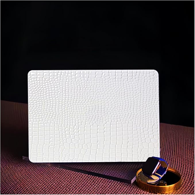 for MacBook Air 15 inch Case 2023 2024 2025 M4 A3241 M3 A3114 M2 A2941 Crocodile Case,Sturdy Protective Alligator Glossy Leather Classic Business Hard Shell&Keyboard Cover for Mac Air15,White