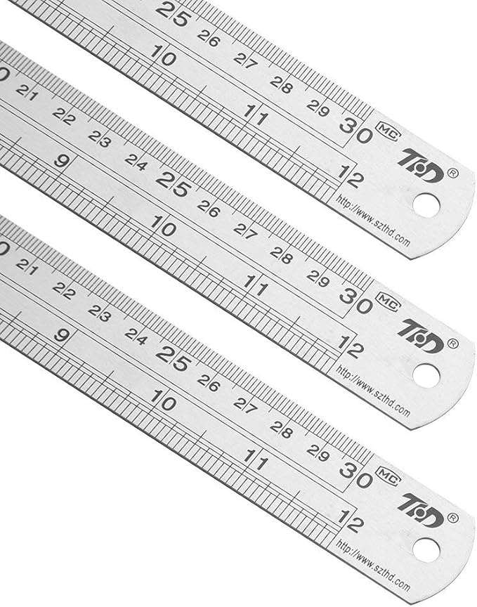 ZZTX Metal Straight Edge Ruler Set,Stainless Steel Ruler,12 Inch, Bulk 1 Pack